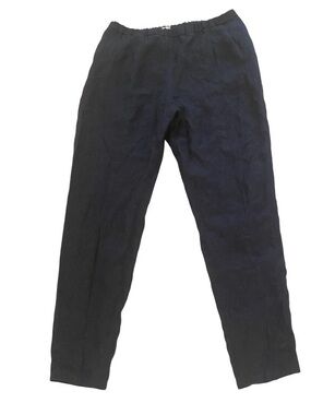 Eileen Fisher 100% organic linen pull up pants size M, side pockets, black